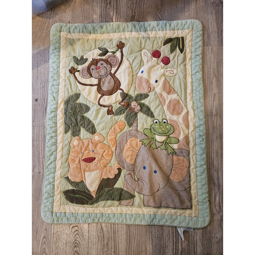 Nojo Crib Jungle Comforter Blanket 31x40 Inch Euc Baby Room Decor Monkey Giraffe